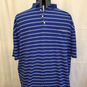 Blue and White Striped Men's Polo 4XLT